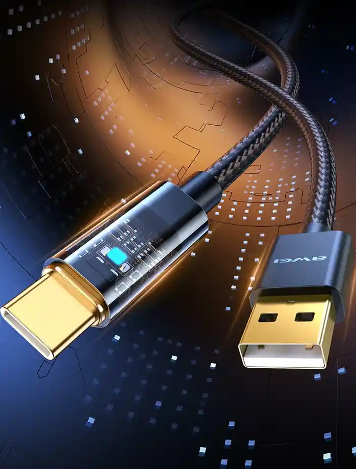 Awei CL-139T Type-C Smart Fast Charging Cable 1m Fast Data Transfer with LED Charging Indicator Fast Charge PD100W Strong and Flexible Braided Nylon Wire High Quality Material COD